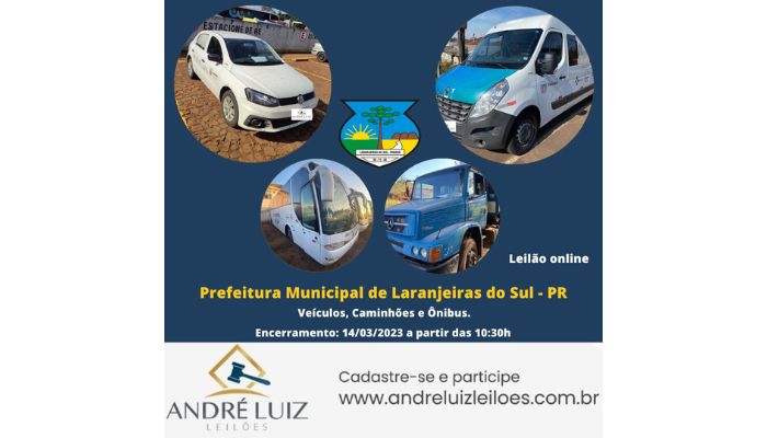 Laranjeiras - Prefeitura realiza na terça-feira leilão com 17 lotes composto por veículos, ônibus, caminhões e vans